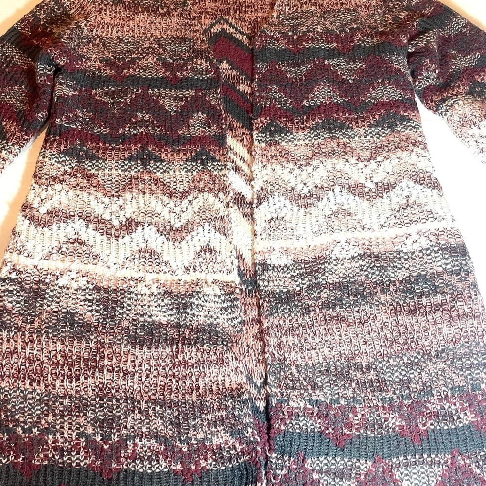 United States Multi Color Chevron Open Front Cardigan Sweater Sz. Large - Picture 7 of 12